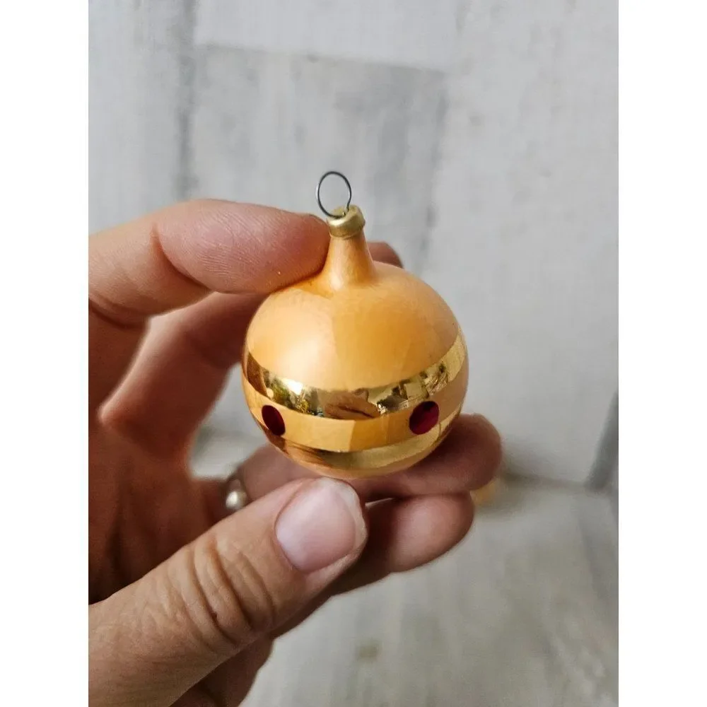 Vintage ball stripe gold white bread mini ornament Xmas‎ tree set